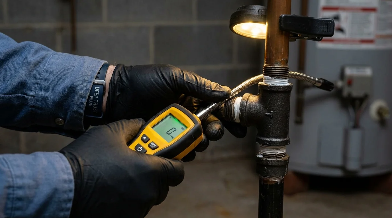 Gas leak detection with electronic sniffer by Johns Plumbing LLC in Coachella